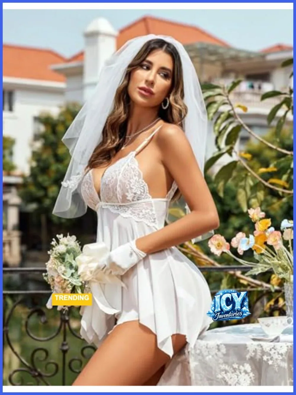 Lace Babydoll Chemise Sleepwear Sexy Mesh Nightgown Adjustable Straps V-Neck
